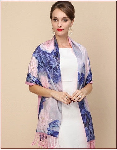 Silk Two Layer Large Scarf