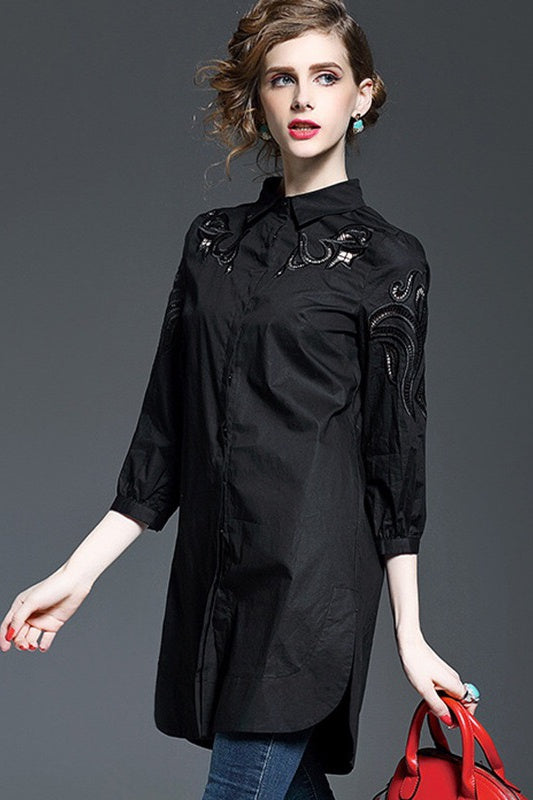 Shirt Dress W/ Cutout Detail