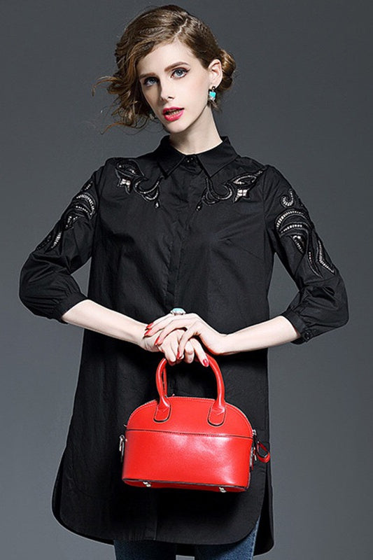 Shirt Dress W/ Cutout Detail