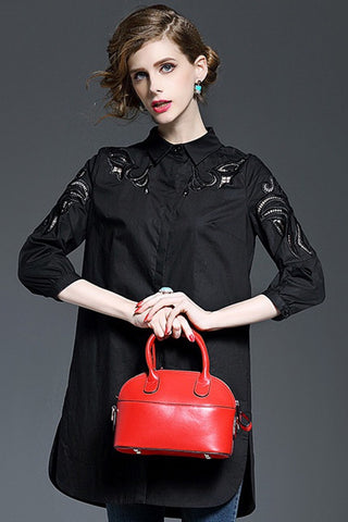 Shirt Dress W/ Cutout Detail