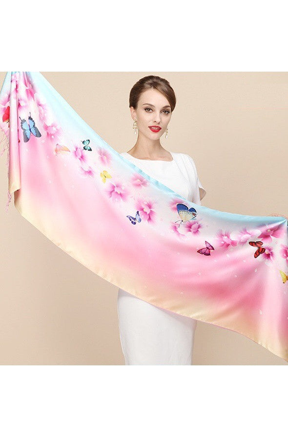 100% Silk Two Layer Large Scarf - Dress Album