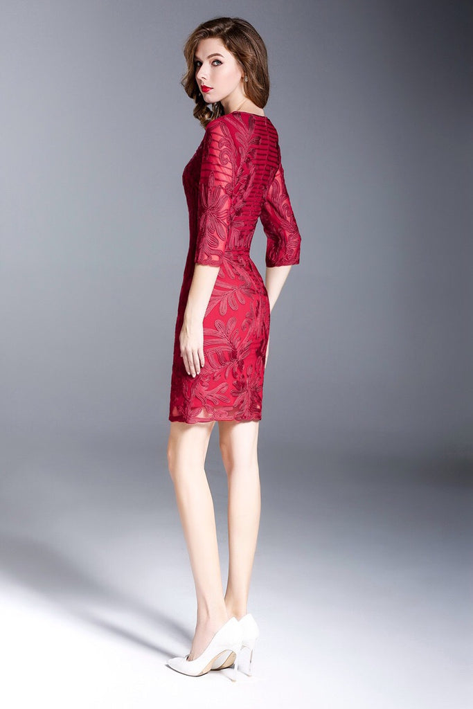 Floral Embroidered Lace Dress