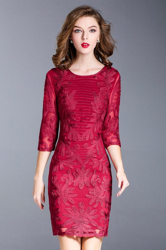Floral Embroidered Lace Dress