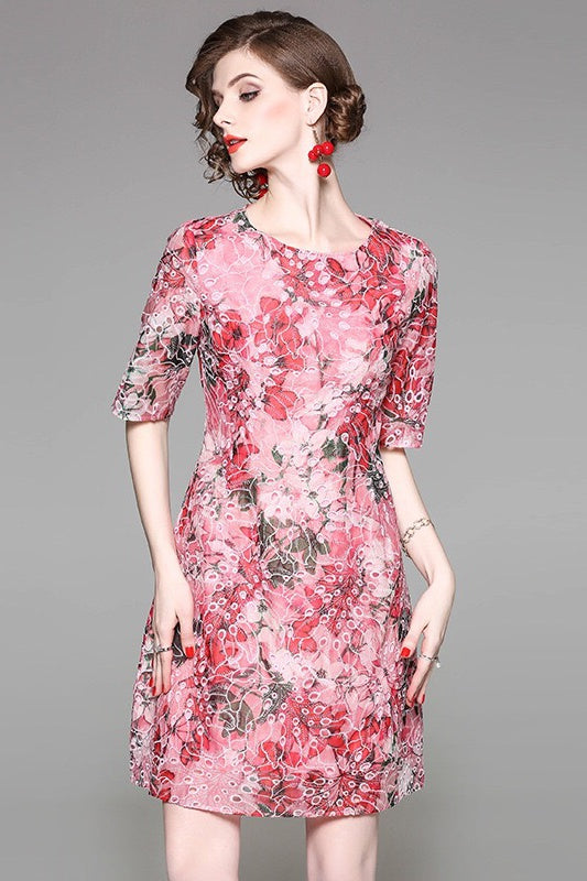 Floral Midi Dress W/ Cutout Detail - Dress Album