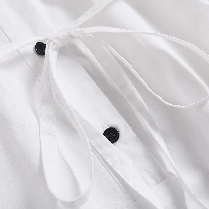 White Shirt Dress W/ Ruffle Hem