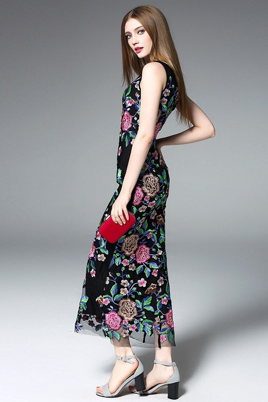 All Floral Embroidered Maxi Dress