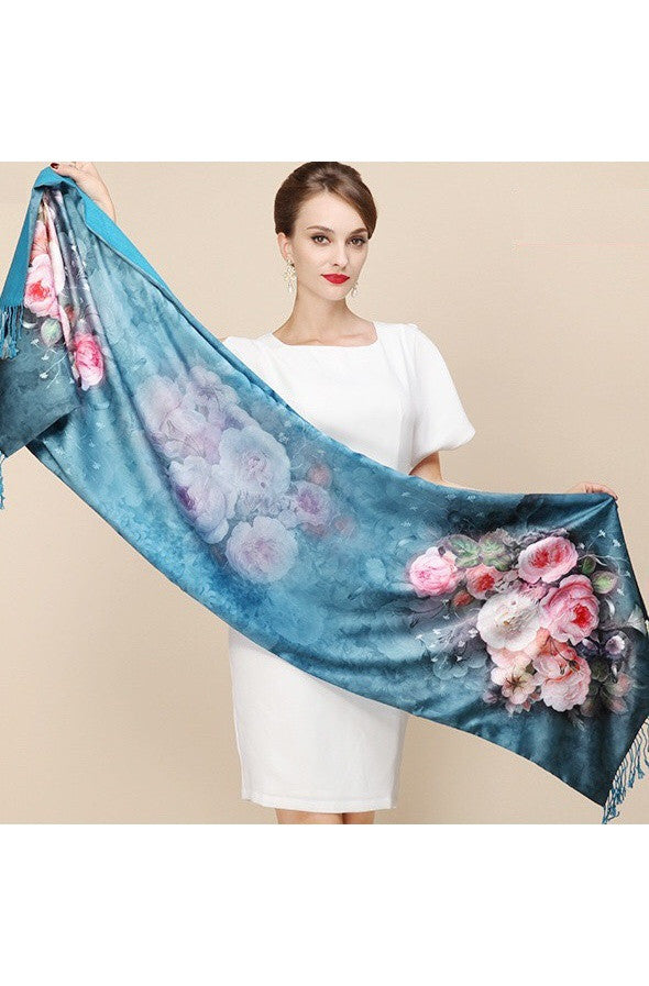 100% Silk Two Layer Large Scarf - Dress Album
