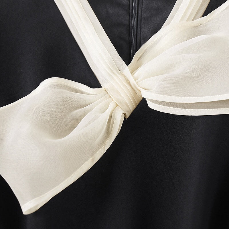 Black Bow Neck A-Line Dress