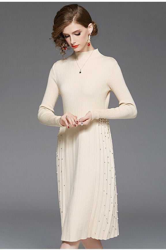 Sweater Dress W/ Pearl Side Detail