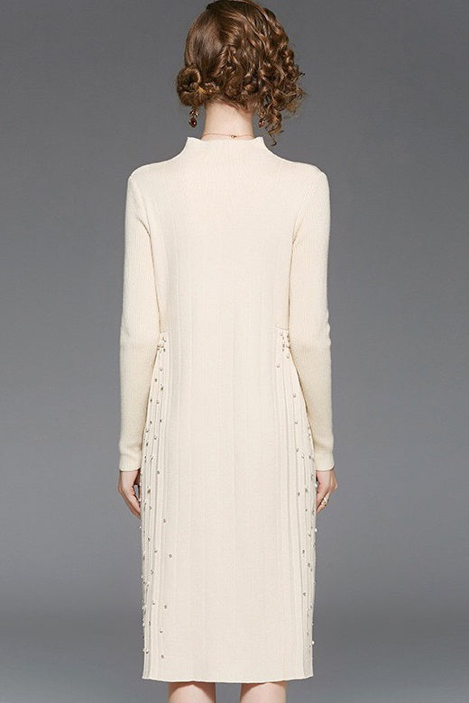 Sweater Dress W/ Pearl Side Detail