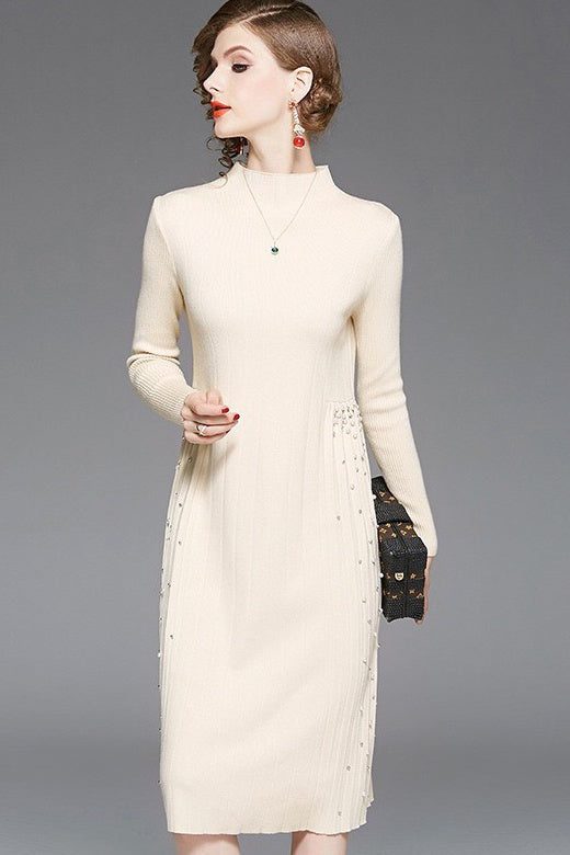 Sweater Dress W/ Pearl Side Detail