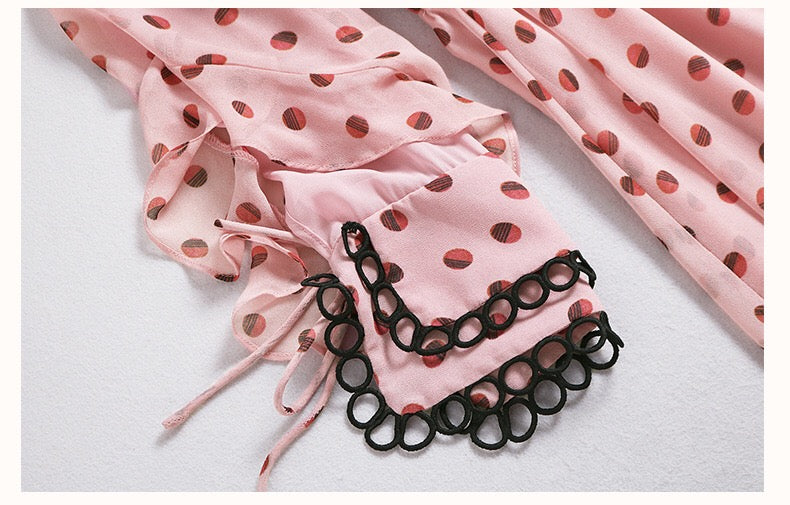 Choker Neck Chiffon Dress W/ Belt