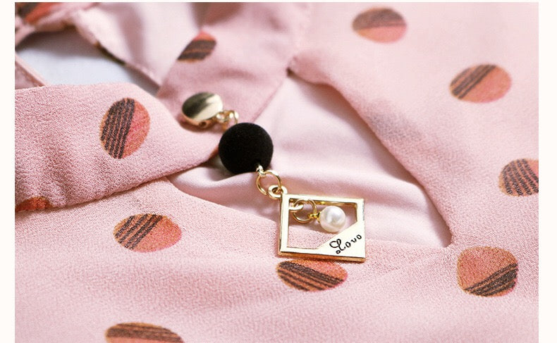 Choker Neck Chiffon Dress W/ Belt