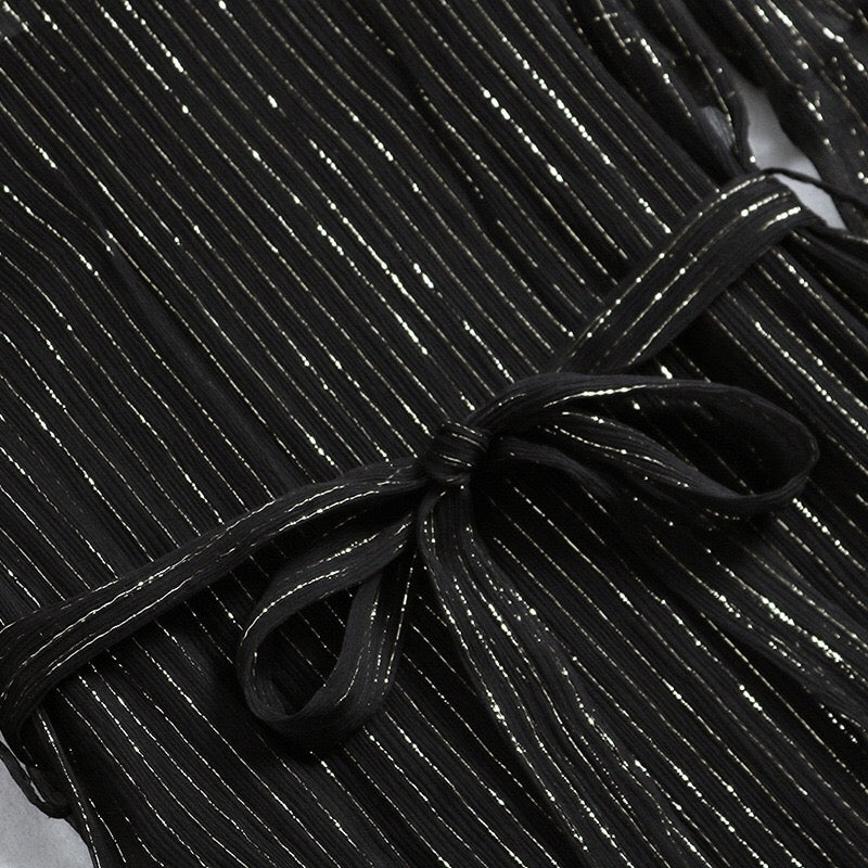 Black Silk Dress W/ Ruffle Detail