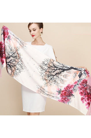100% Silk Two Layer Large Scarf - Dress Album