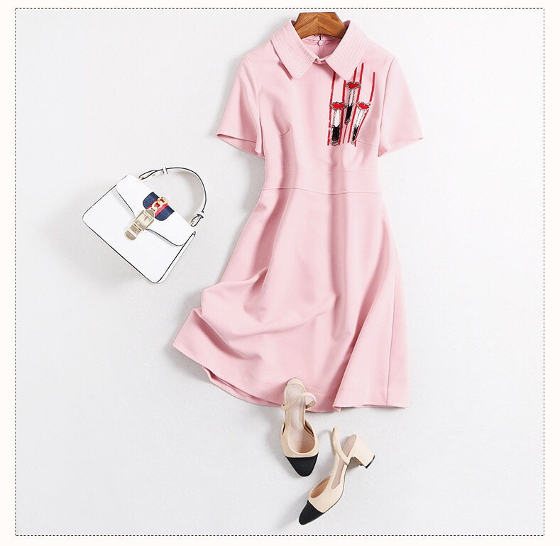 Cotton Dress W/ Bead Detail