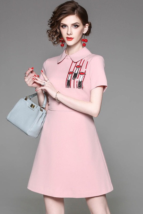 Cotton Dress W/ Bead Detail