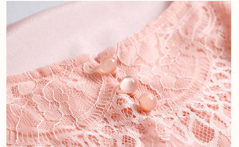 Pleated Dress W/ Lace Hem