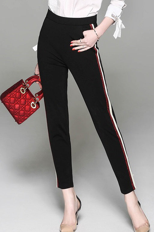 Pencil Pants W/ Stripe Contrast