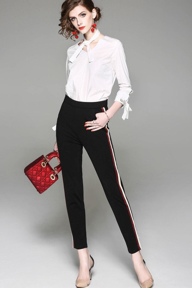 Pencil Pants W/ Stripe Contrast
