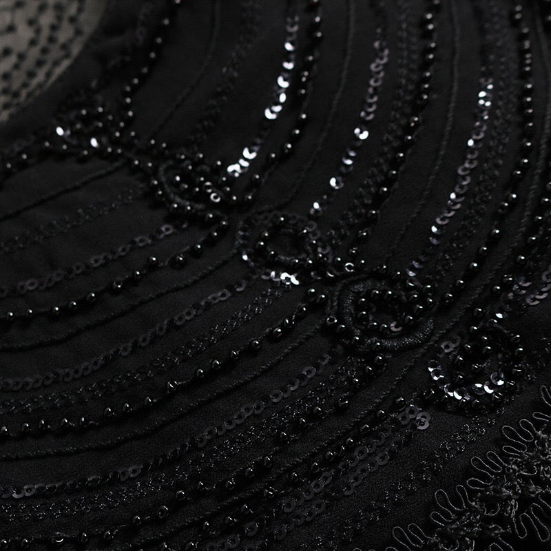 Pleated A-Line Dress W/ Bead Detail