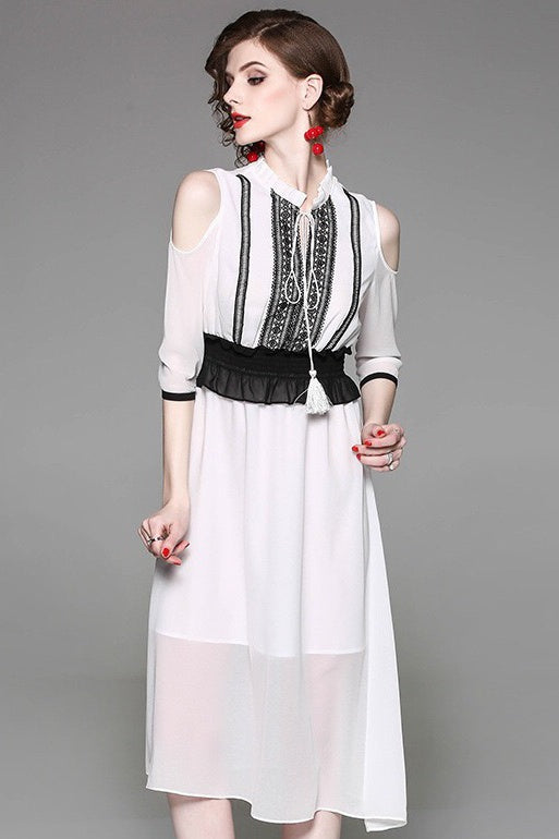 Cold Shoulder Chiffon Dress