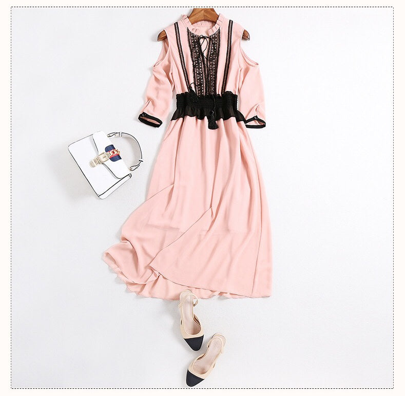 Cold Shoulder Chiffon Dress