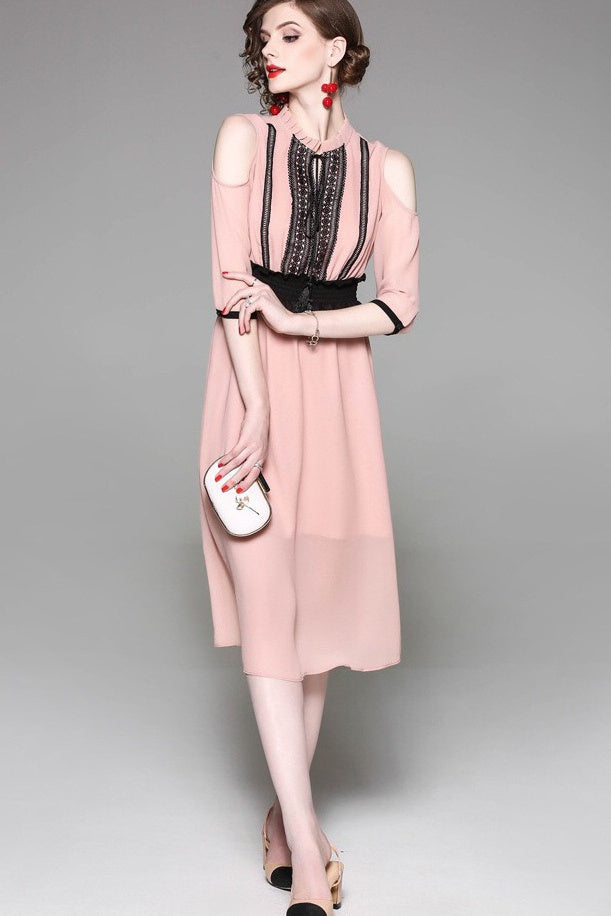 Cold Shoulder Chiffon Dress