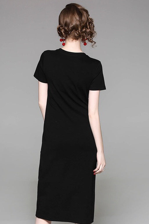 Dog Embroidered T-Shirt Dress