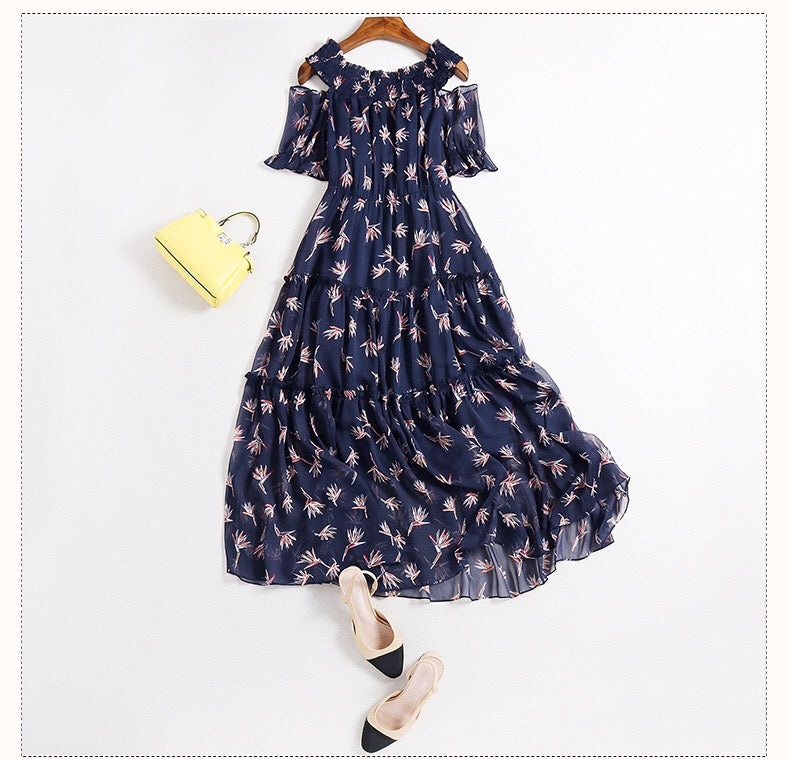 Cold Shoulder Floral Dress