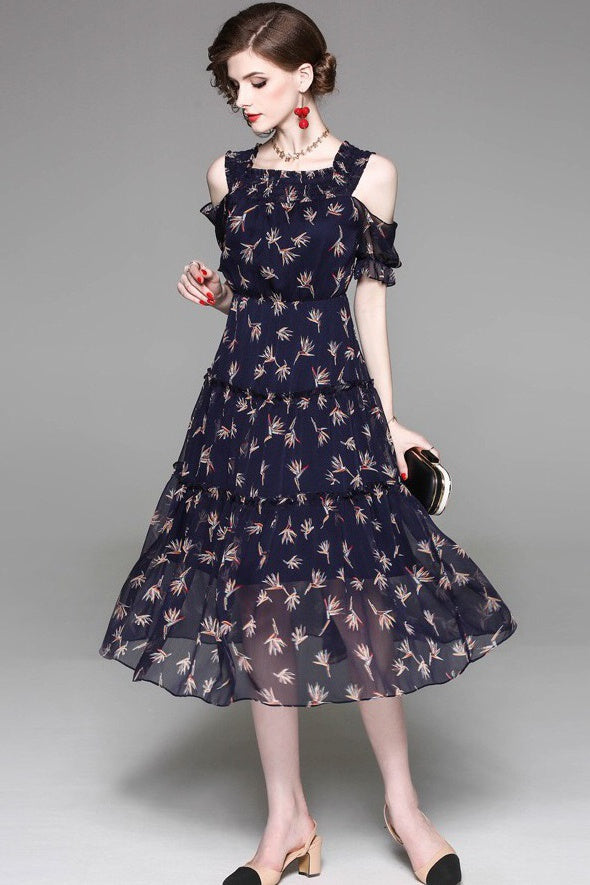 Cold Shoulder Floral Dress