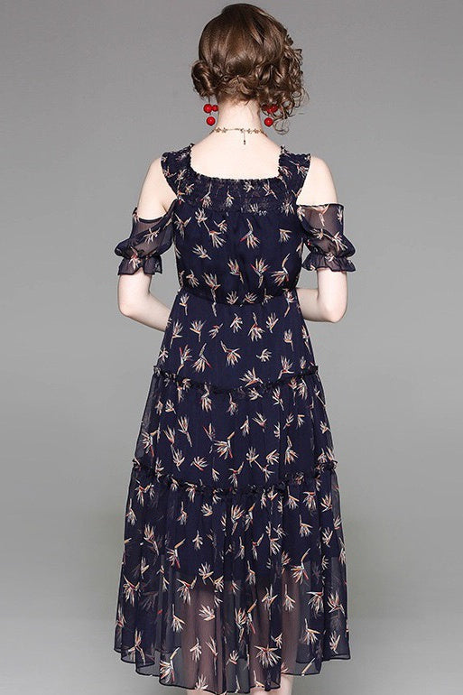 Cold Shoulder Floral Dress