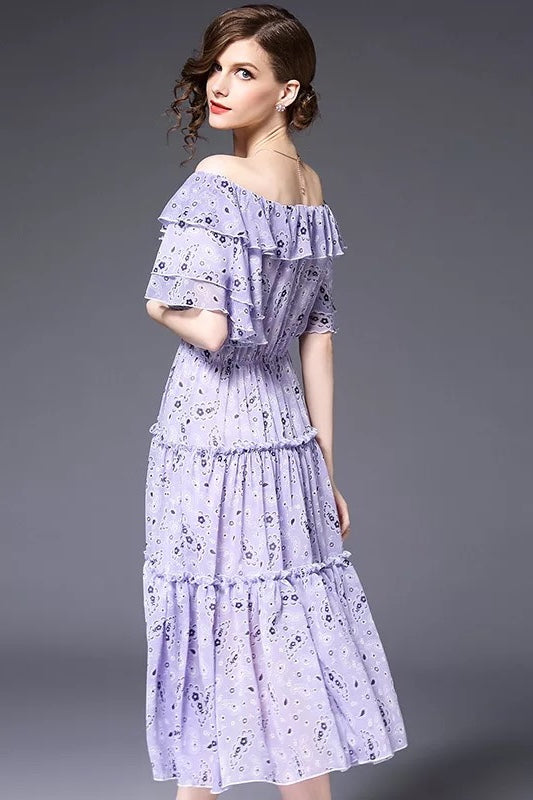 Chiffon Dress W/ Ruffle Detail