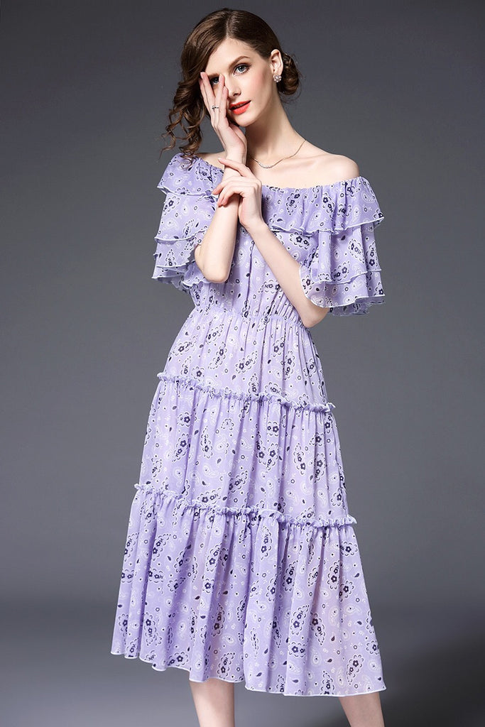 Chiffon Dress W/ Ruffle Detail