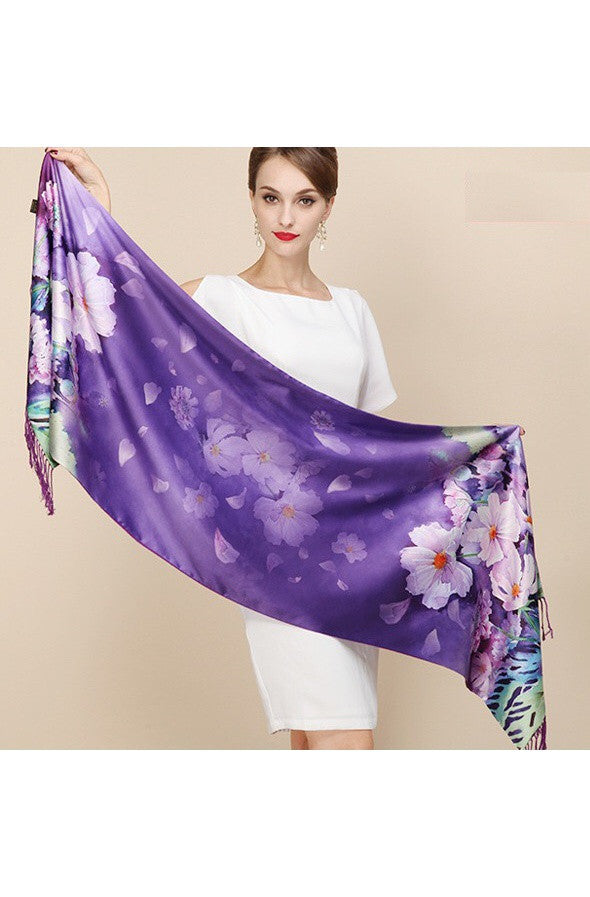 100% Silk Two Layer Large Scarf - Dress Album