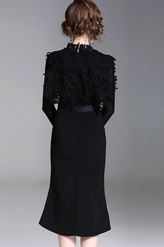 Fishtail Dress W/ Lace Overlay