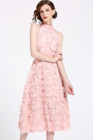 Choker Neck Dress W/ Tassel Detail