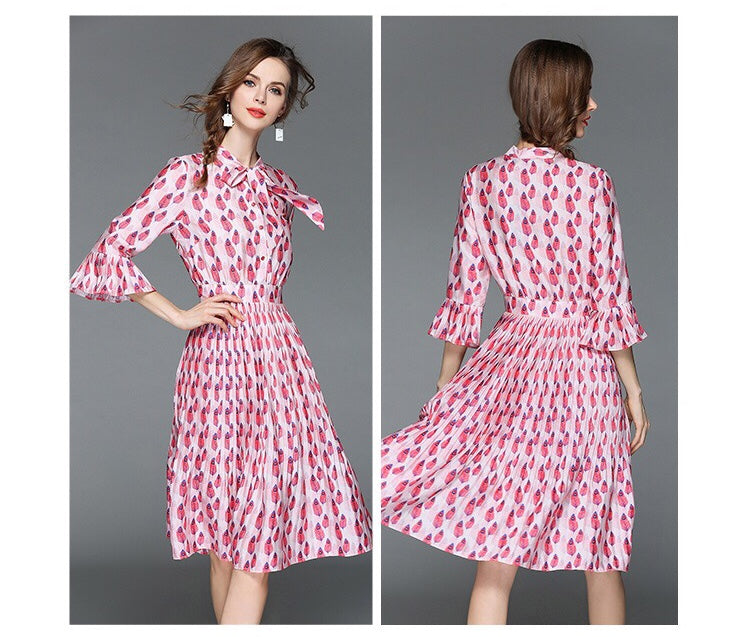 Bell Sleeve Chiffon Dress