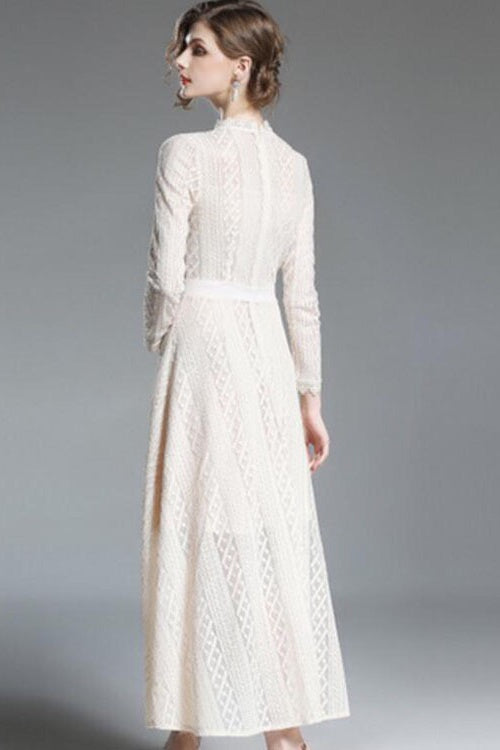 Stripe Lace Fit and Flare Dress