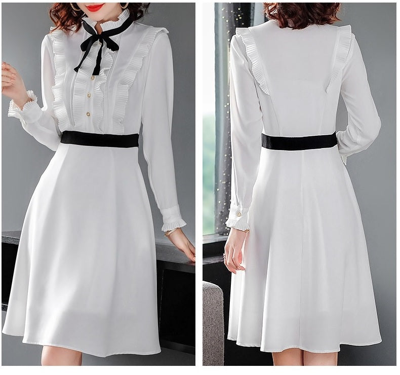 White Dress W/ Front Ruffle