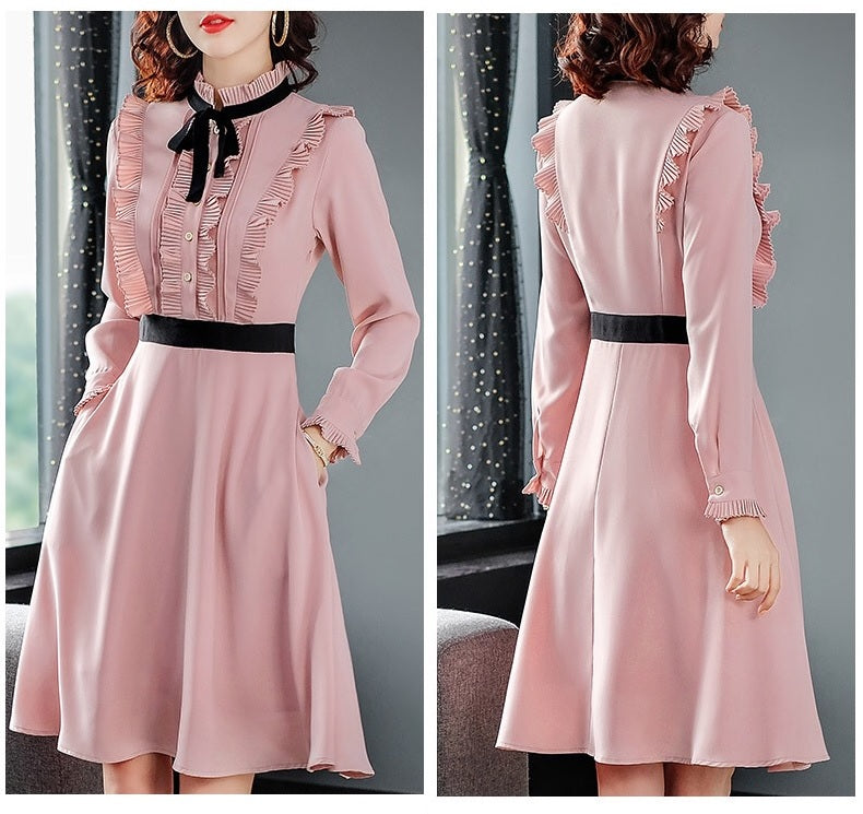 Pink Dress W/ Front Ruffle