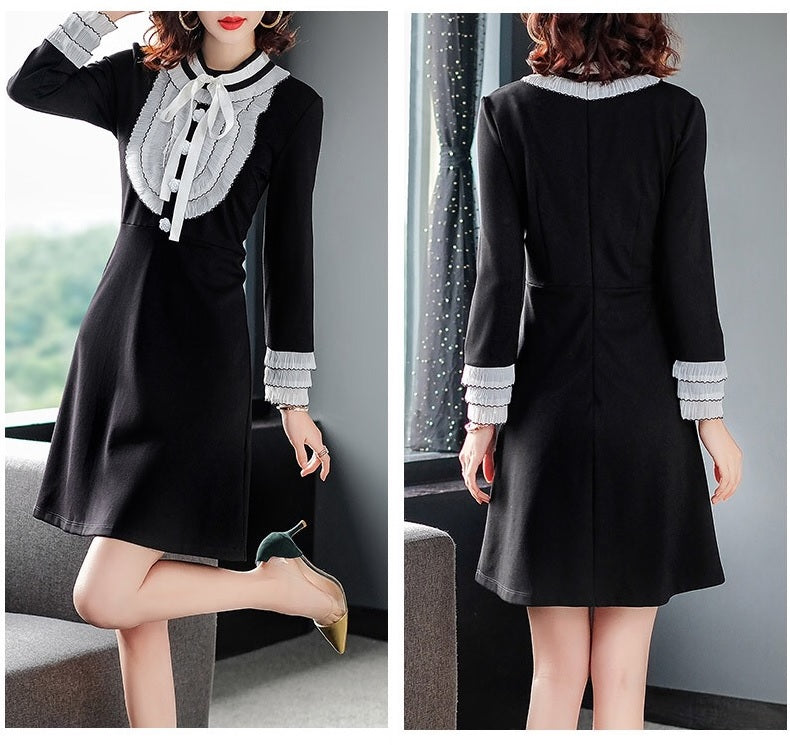 Black and White Dress W/ Ruffle