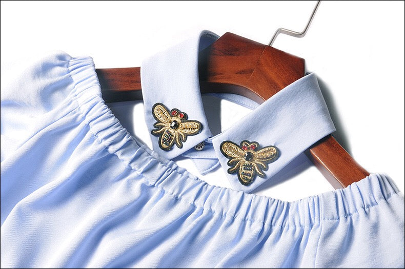 Off Shoulder Dress W/ Choker Neck