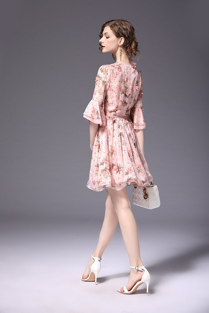 3D Flower Chiffon Dress
