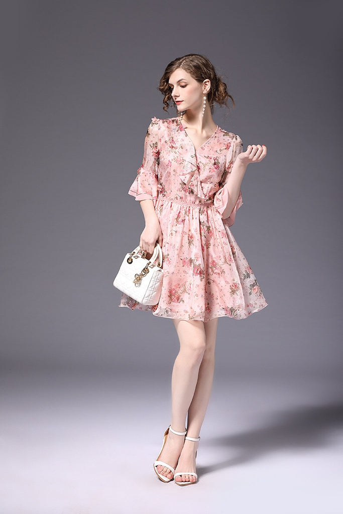 3D Flower Chiffon Dress