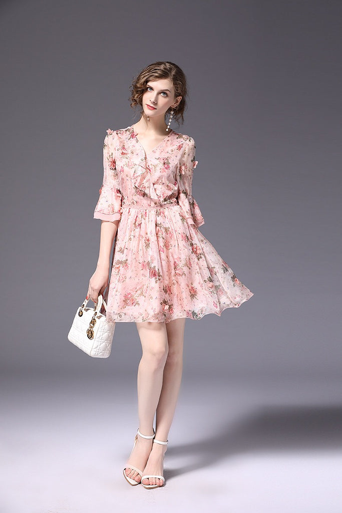 3D Flower Chiffon Dress