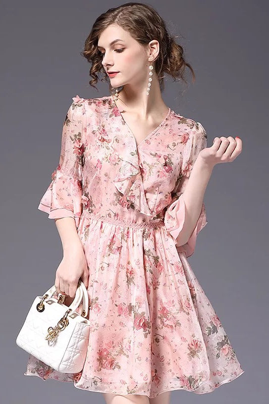 3D Flower Chiffon Dress
