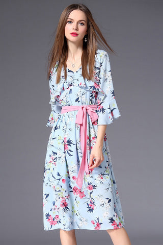 Ruffled Dress W/ Belt