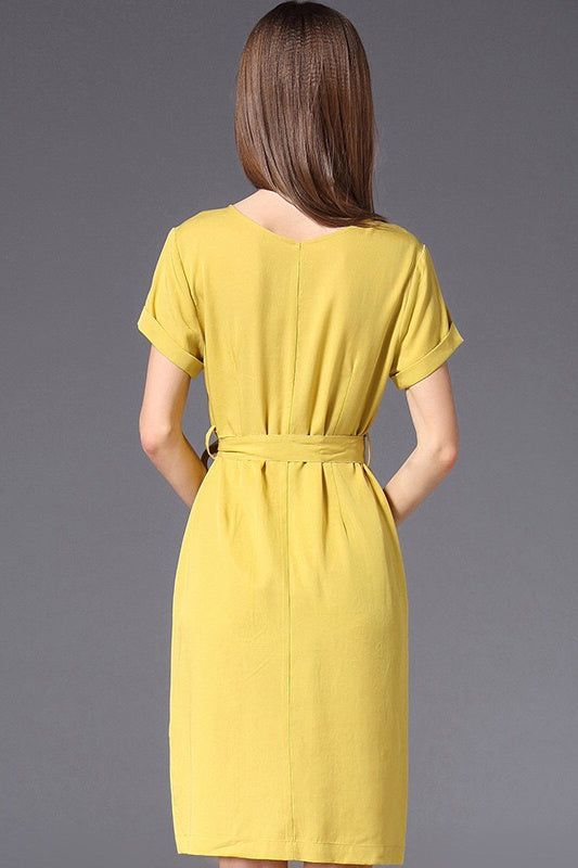 Yellow Tencel Dress W/ Pockets