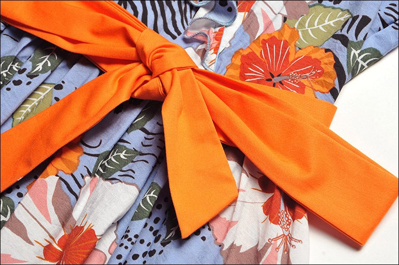 Floral Dress W/ Contrast Belt